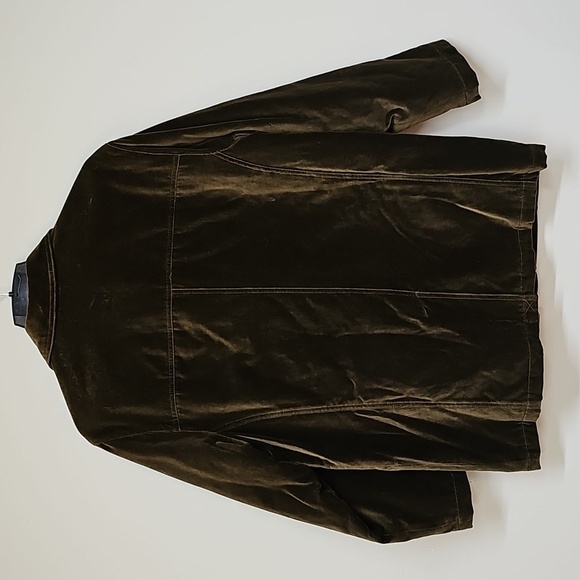 Emanuel Ungaro Liberté Dark Olive Velvet Button Front Shacket Size Medium - Picture 5 of 11
